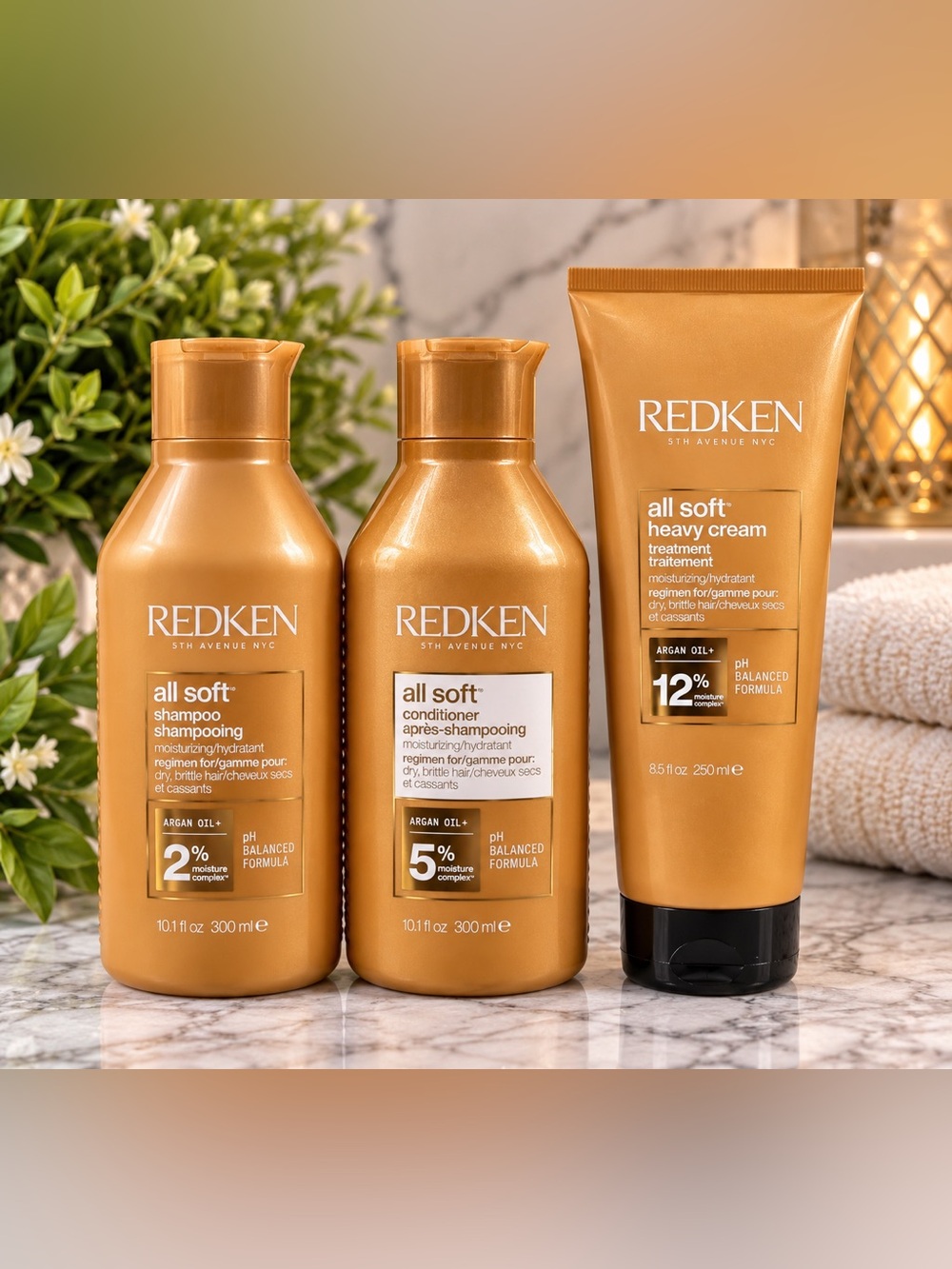 NEW! Redken All Soft 3 Pc Shampoo Conditioner Heavy Cream Mask Set Bundle